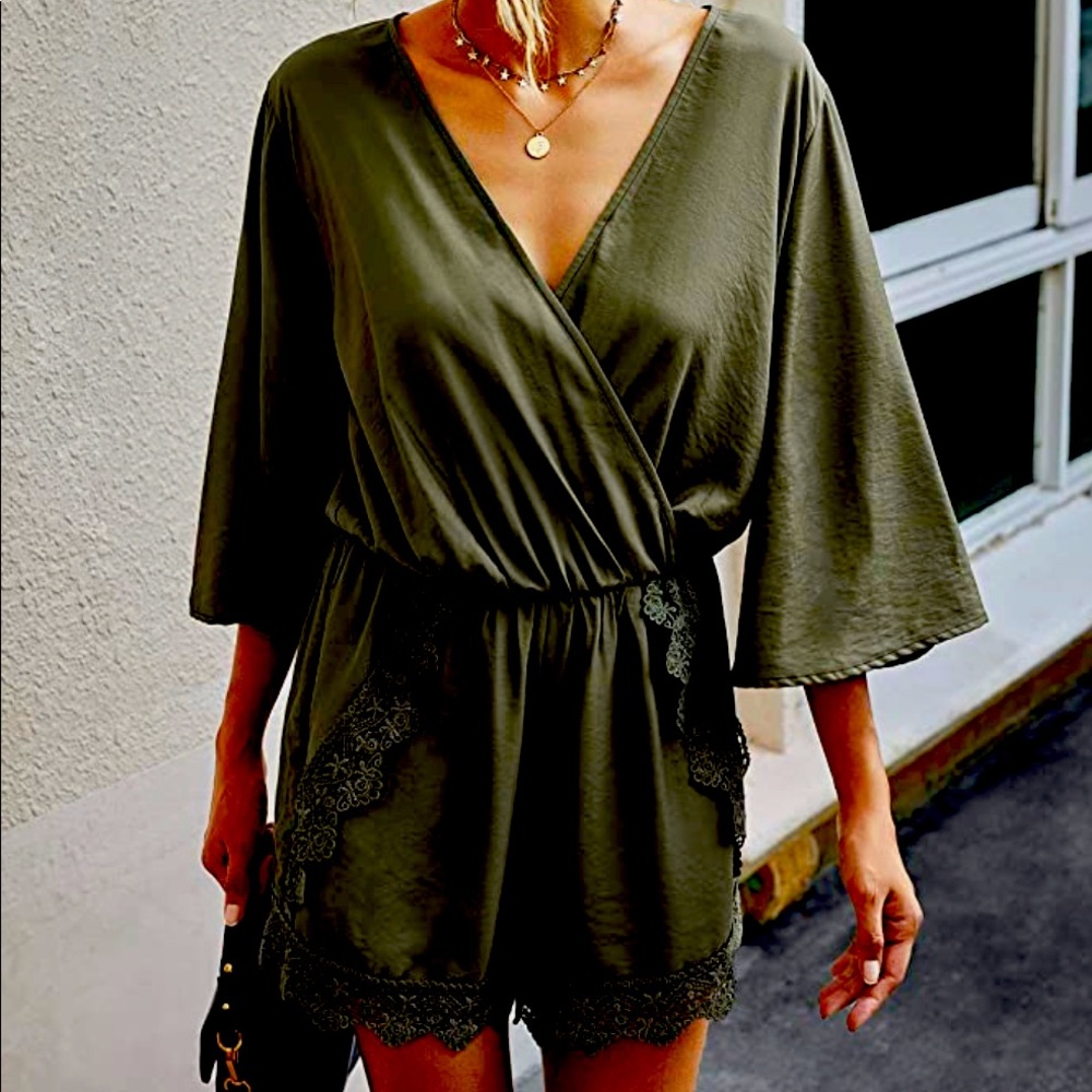 Army green romper